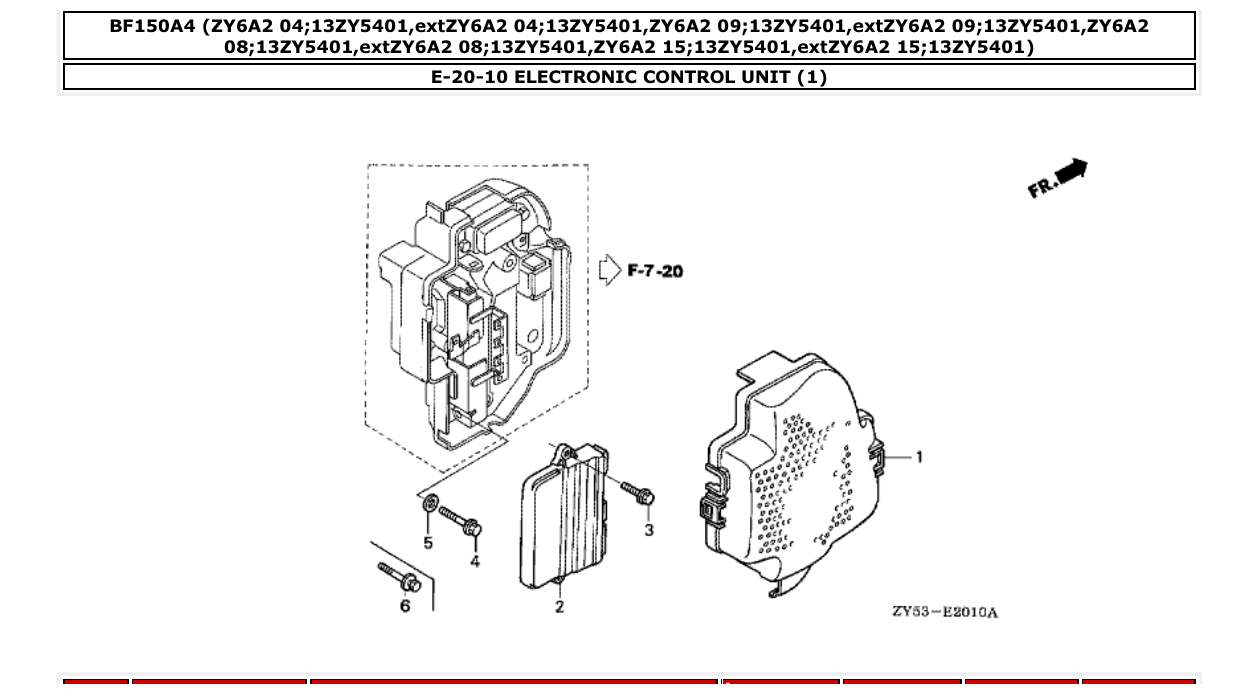 bf150a4 – section E-20-10 ELECTRONIC CONTROL UNIT (1) parts diagram