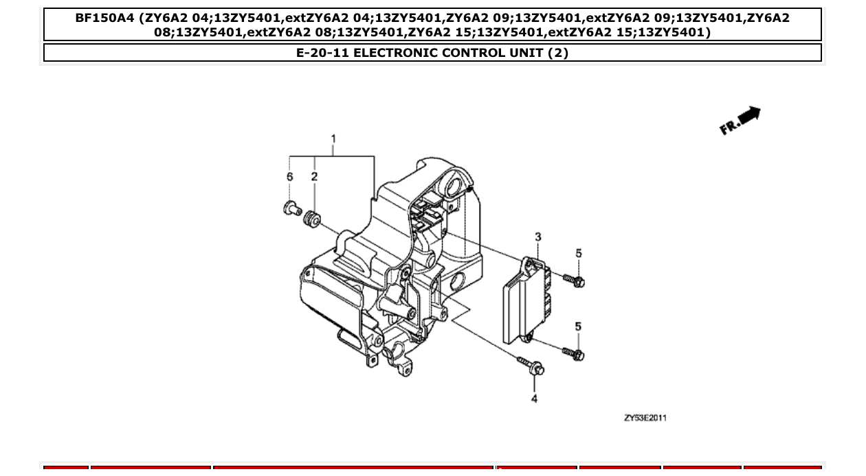 bf150a4 – section E-20-11 ELECTRONIC CONTROL UNIT (2) parts diagram