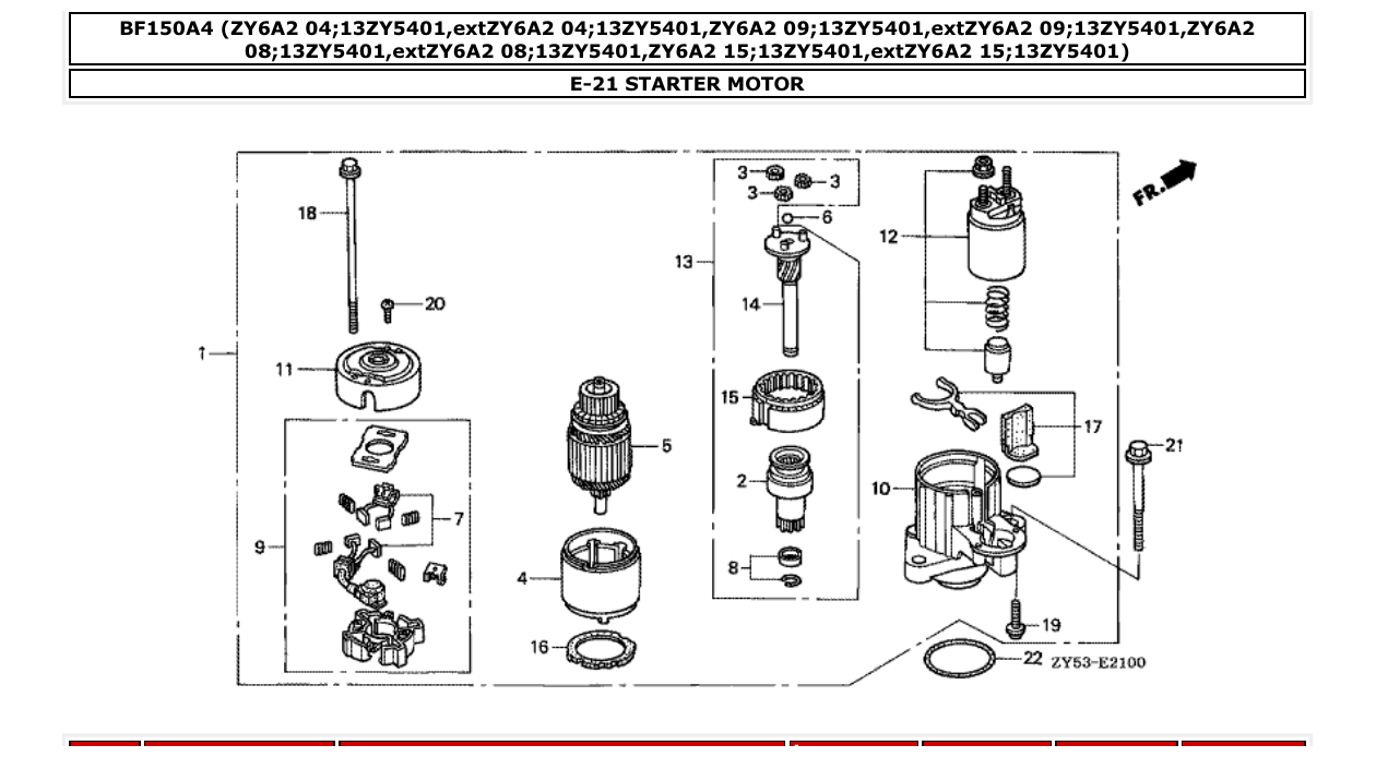 Fig. E-21 – STARTER MOTOR diagram