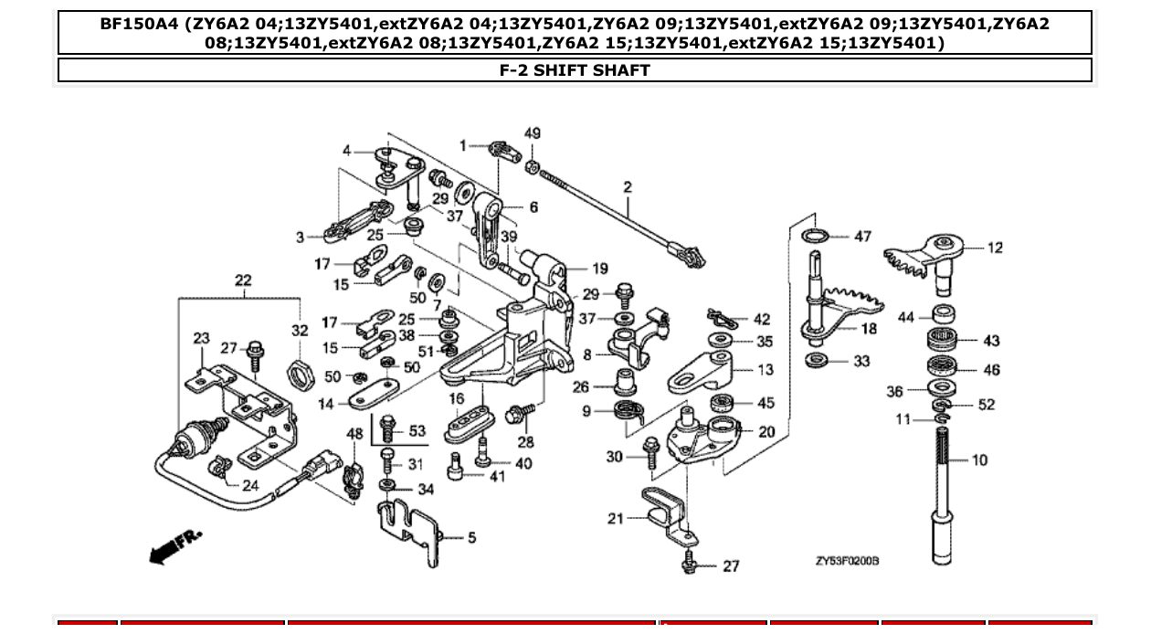 bf150a4 – section F-2 SHIFT SHAFT parts diagram