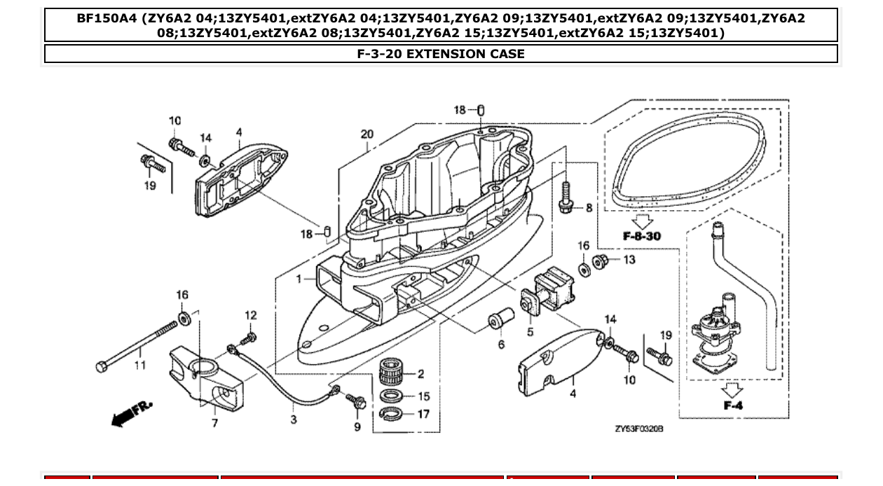 bf150a4 – section F-3-20 EXTENSION CASE parts diagram