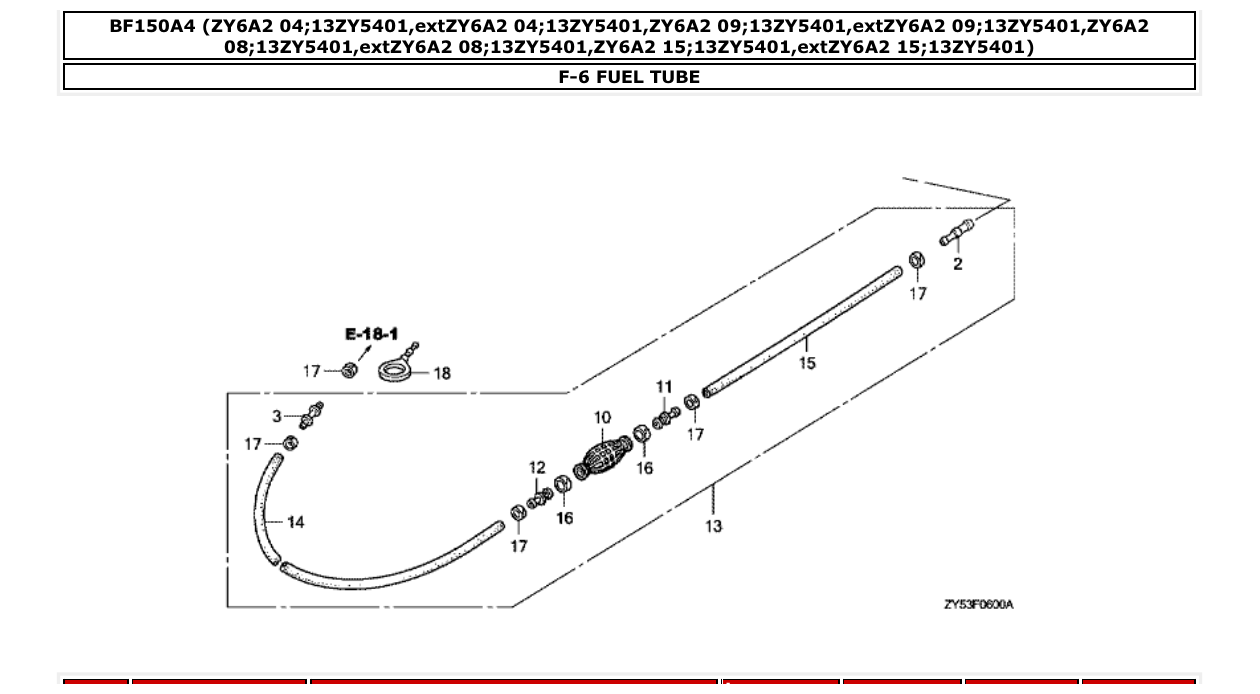 bf150a4 – section F-6 FUEL TUBE parts diagram