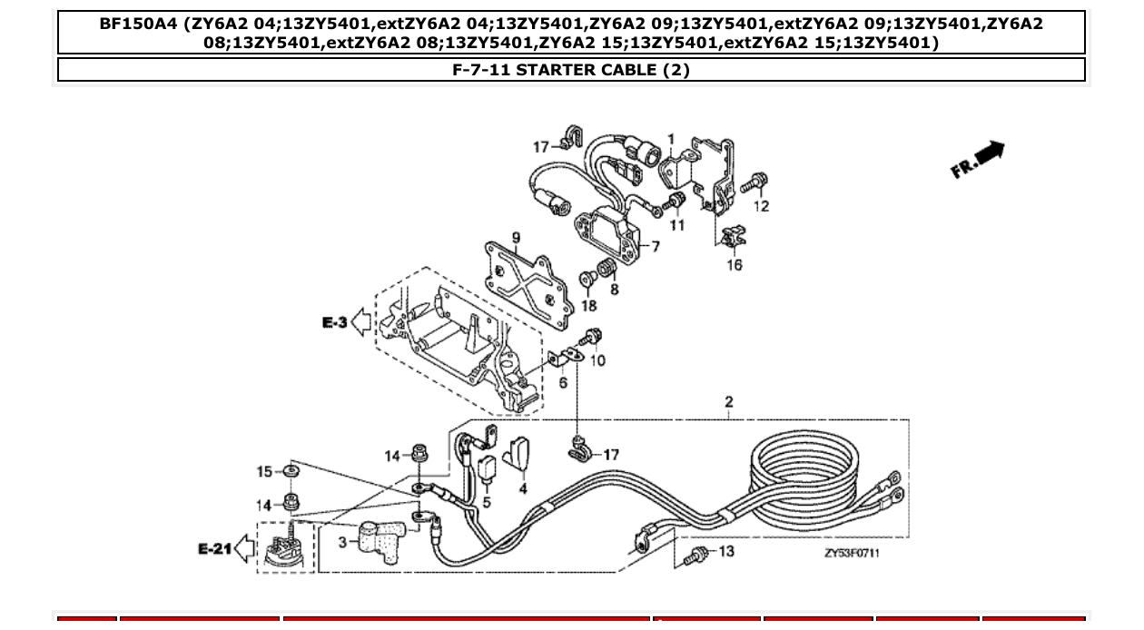 bf150a4 – section F-7-11 STARTER CABLE (2) parts diagram