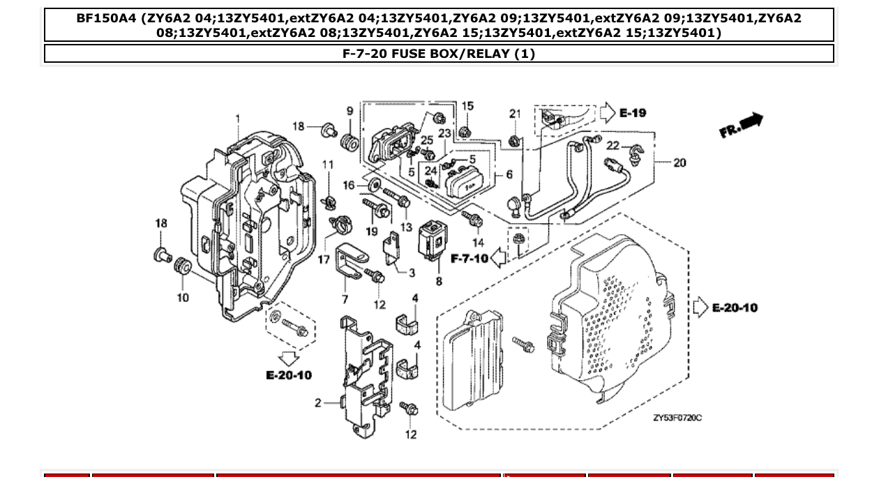 bf150a4 – section F-7-20 FUSE BOX/RELAY (1) parts diagram