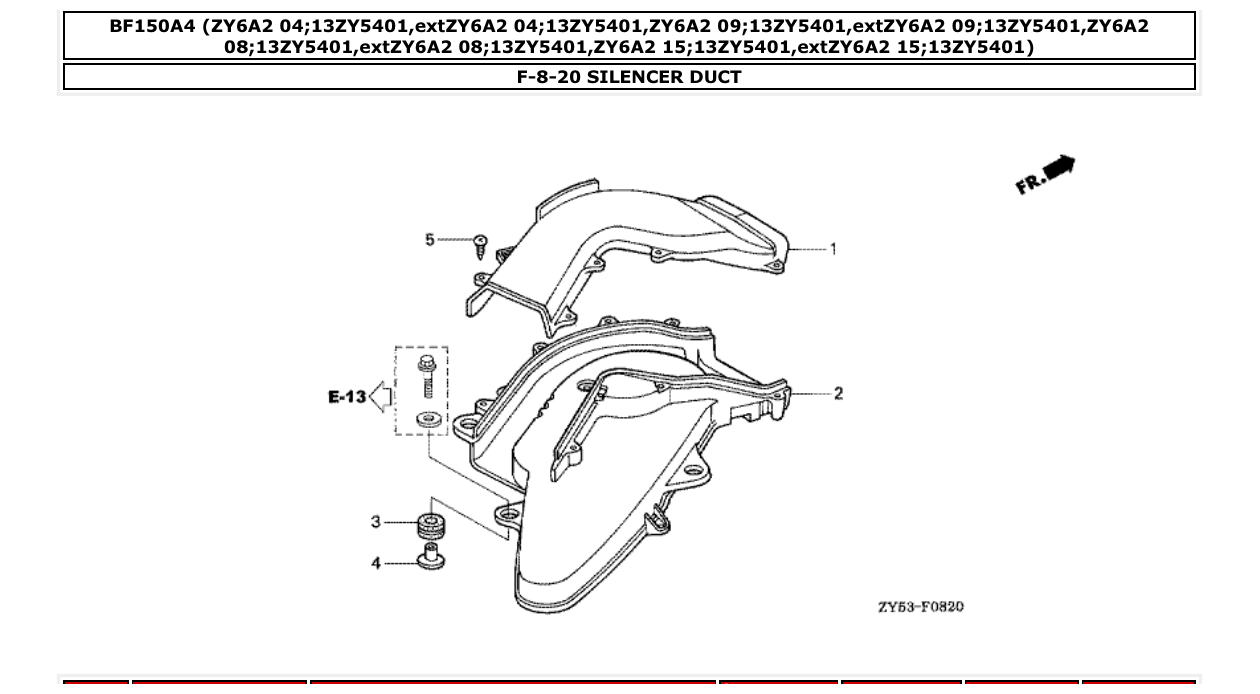 bf150a4 – section F-8-20 SILENCER DUCT parts diagram