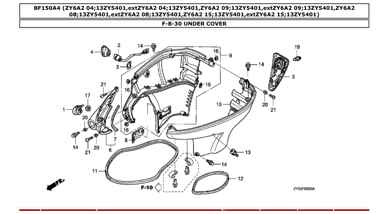 bf150a4 – section F-8-30 UNDER COVER parts diagram