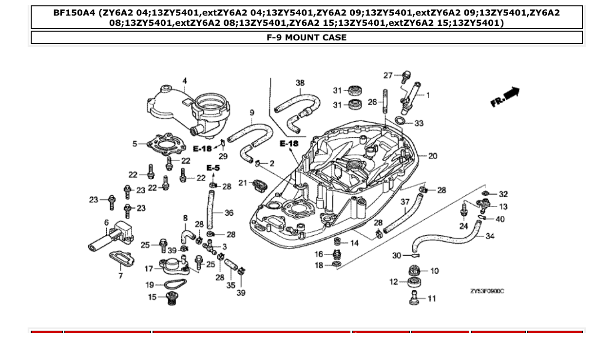 bf150a4 – section F-9 MOUNT CASE parts diagram