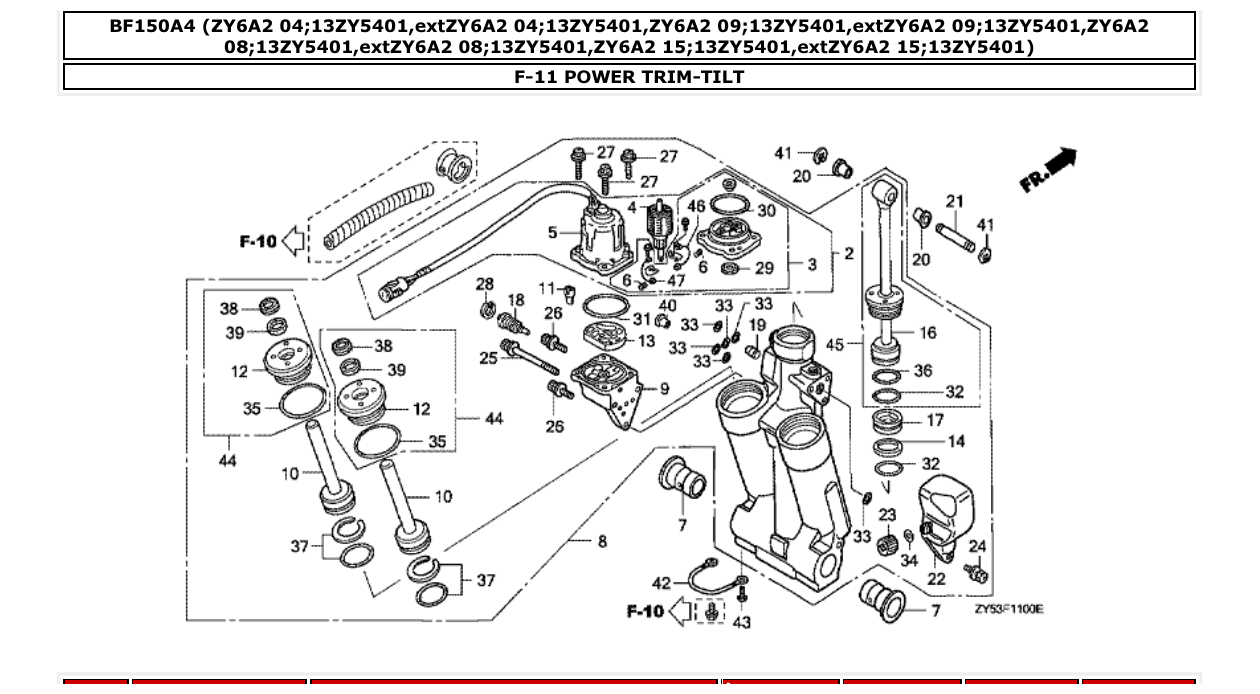 bf150a4 – section F-11 POWER TRIM-TILT parts diagram