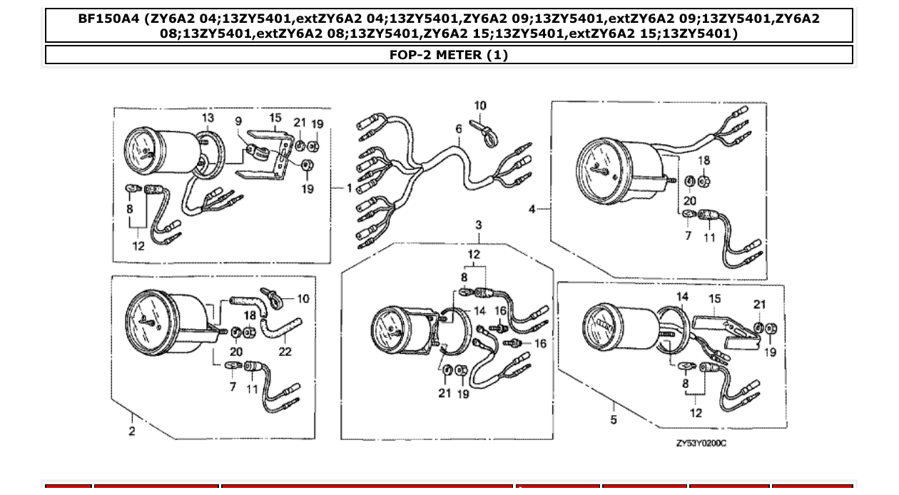 bf150a4 – section FOP-2 METER (1) parts diagram