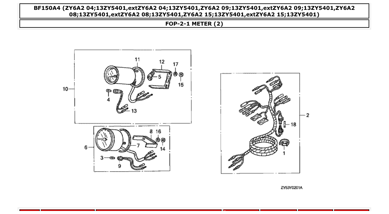 bf150a4 – section FOP-2-1 METER (2) parts diagram