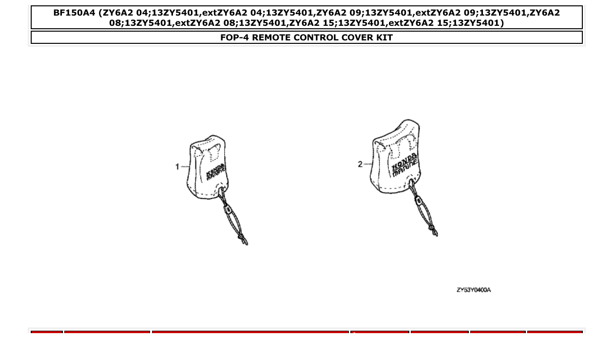 bf150a4 – section FOP-4 REMOTE CONTROL COVER KIT parts diagram
