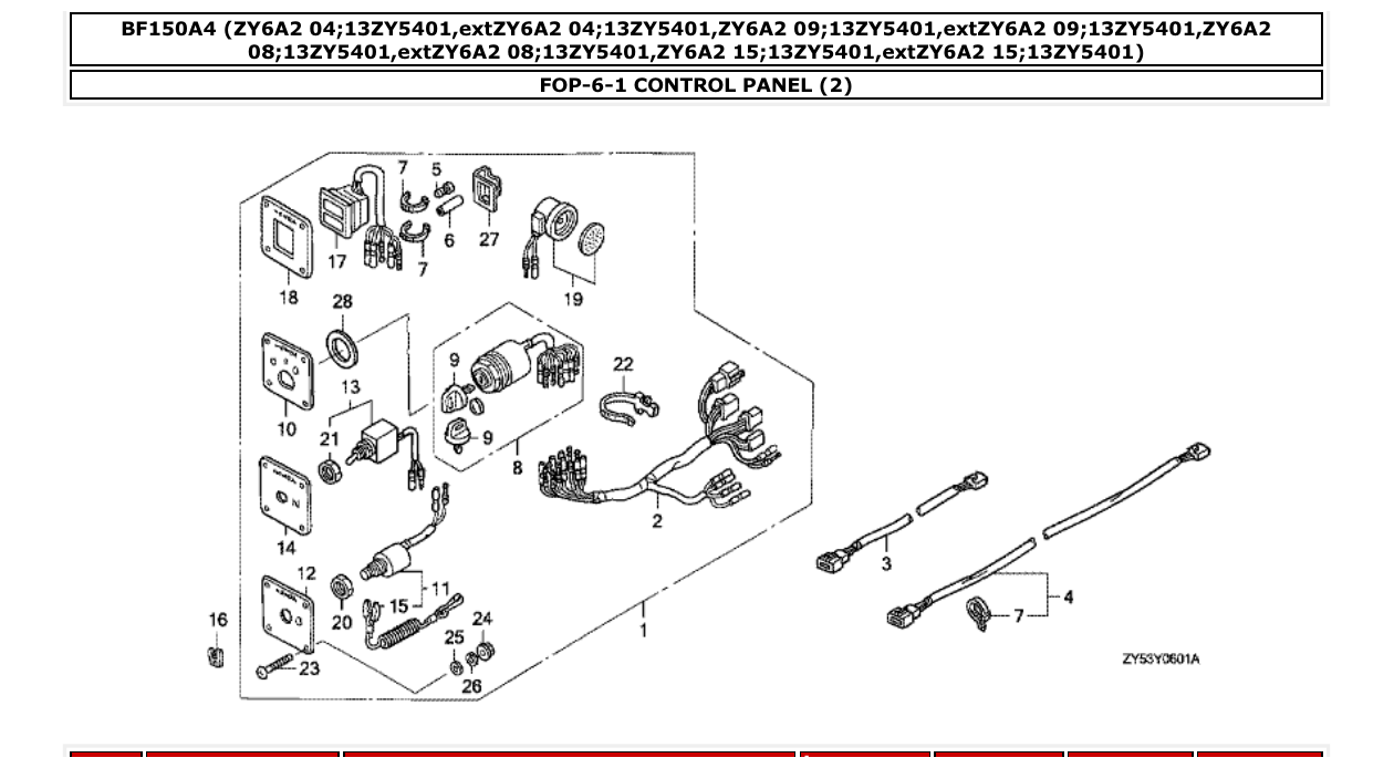 bf150a4 – section FOP-6-1 CONTROL PANEL (2) parts diagram
