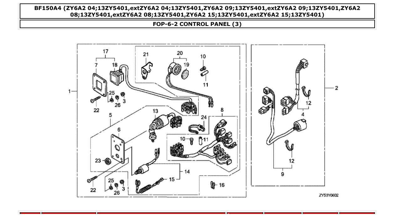 bf150a4 – section FOP-6-2 CONTROL PANEL (3) parts diagram