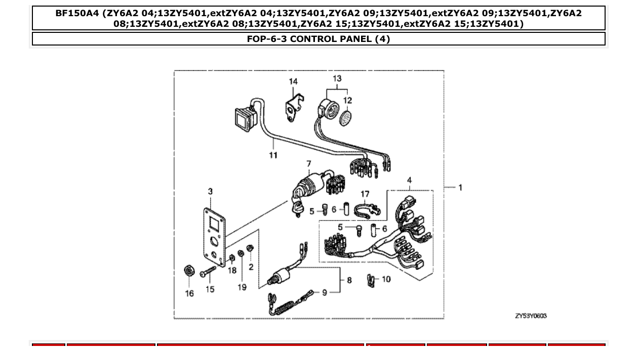 bf150a4 – section FOP-6-3 CONTROL PANEL (4) parts diagram
