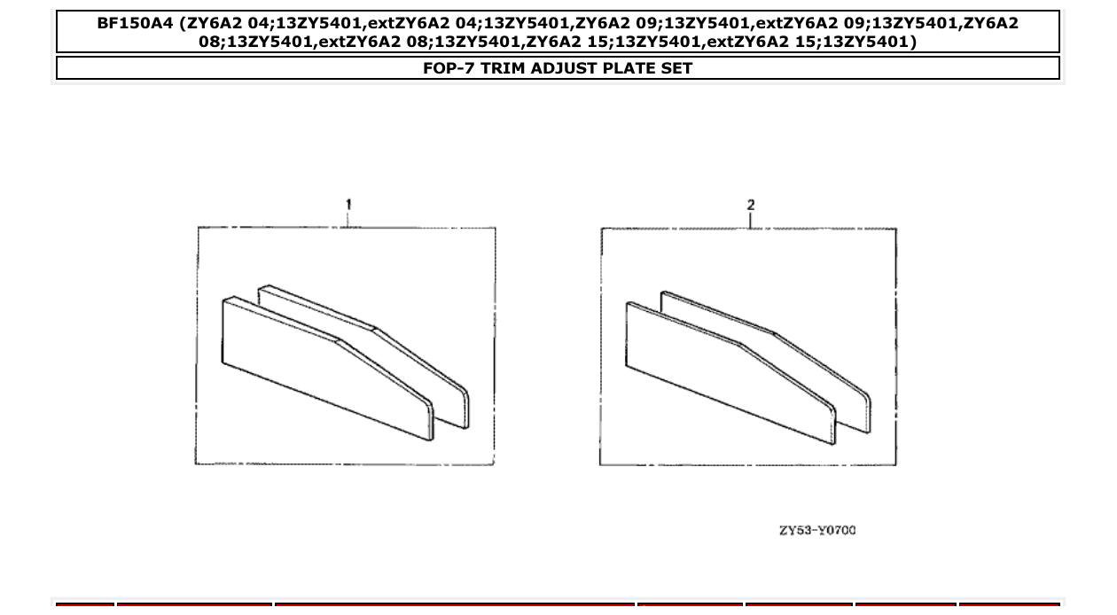 bf150a4 – section FOP-7 TRIM ADJUST PLATE SET parts diagram