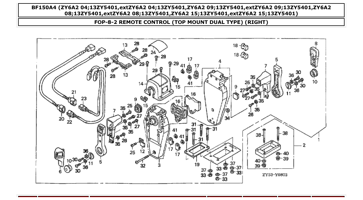 bf150a4 – section FOP-8-2 REMOTE CONTROL (TOP MOUNT DUAL TYPE) (RIGHT) parts diagram