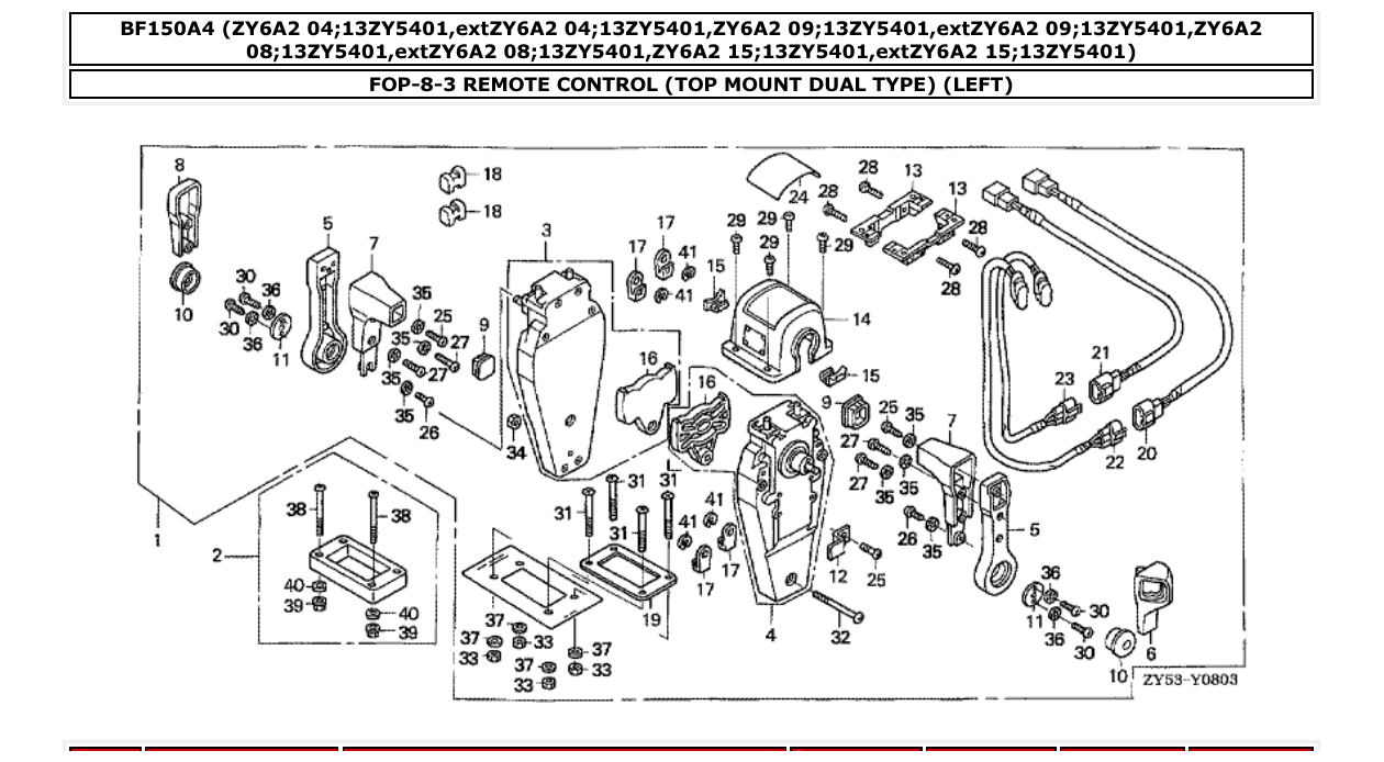 bf150a4 – section FOP-8-3 REMOTE CONTROL (TOP MOUNT DUAL TYPE) (LEFT) parts diagram