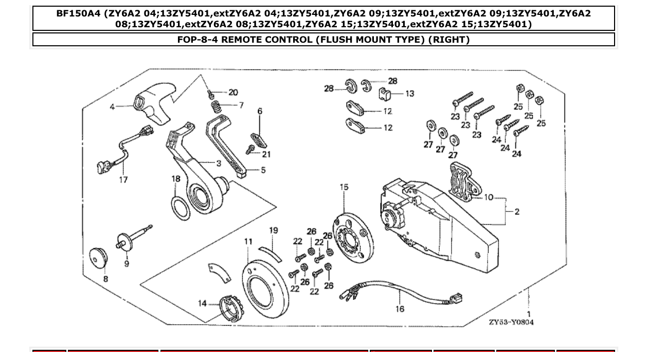 bf150a4 – section FOP-8-4 REMOTE CONTROL (FLUSH MOUNT TYPE) (RIGHT) parts diagram