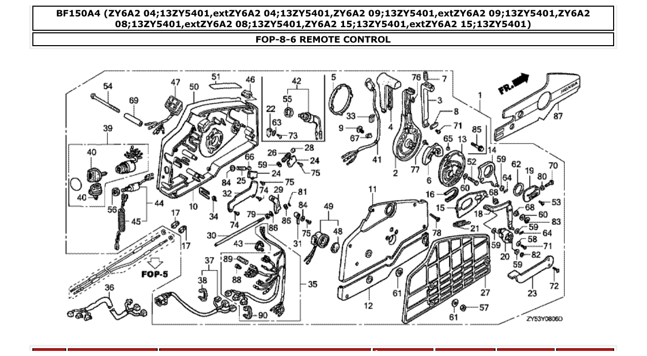bf150a4 – section FOP-8-6 REMOTE CONTROL parts diagram