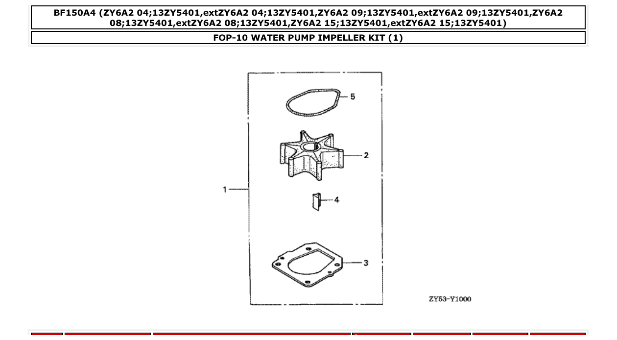 bf150a4 – section FOP-10 WATER PUMP IMPELLER KIT (1) parts diagram