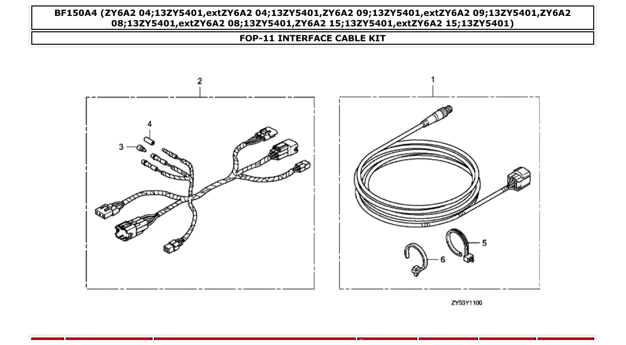 bf150a4 – section FOP-11 INTERFACE CABLE KIT parts diagram