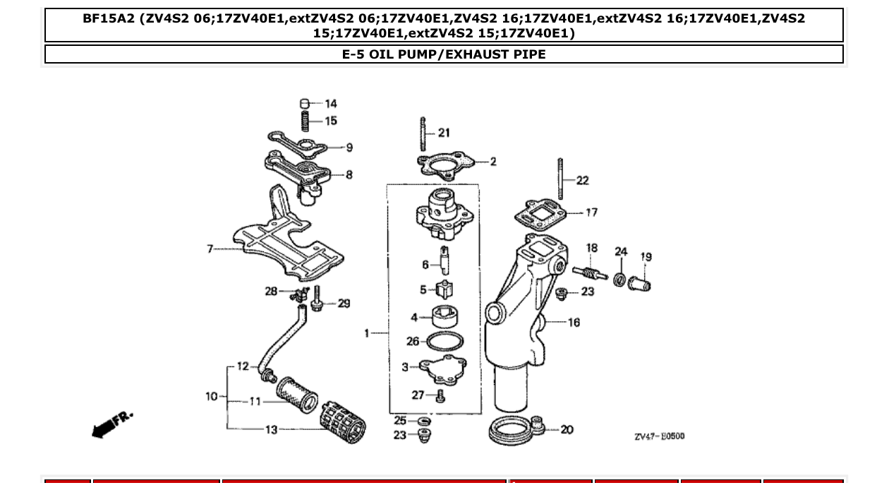 Fig. E-5 – OIL PUMP/EXHAUST PIPE diagram