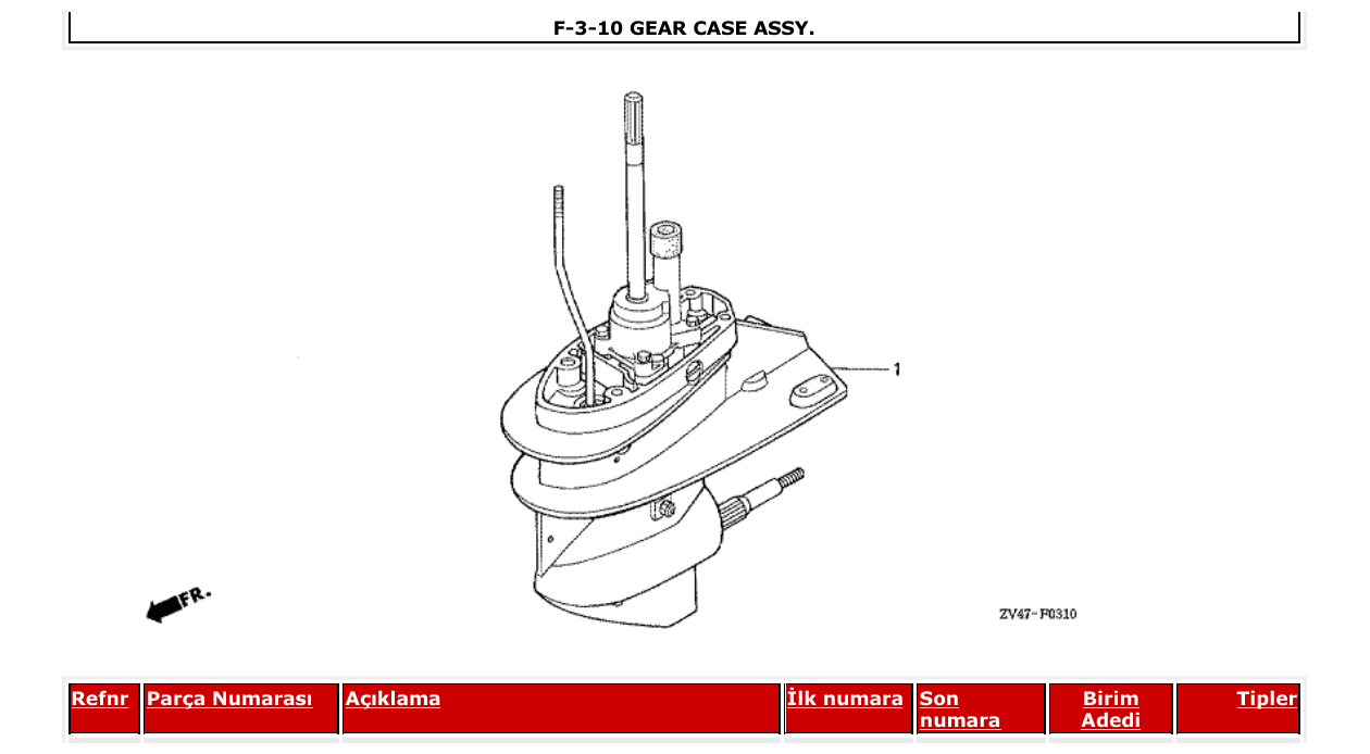 Fig. F-3-10 – GEAR CASE ASSY. diagram