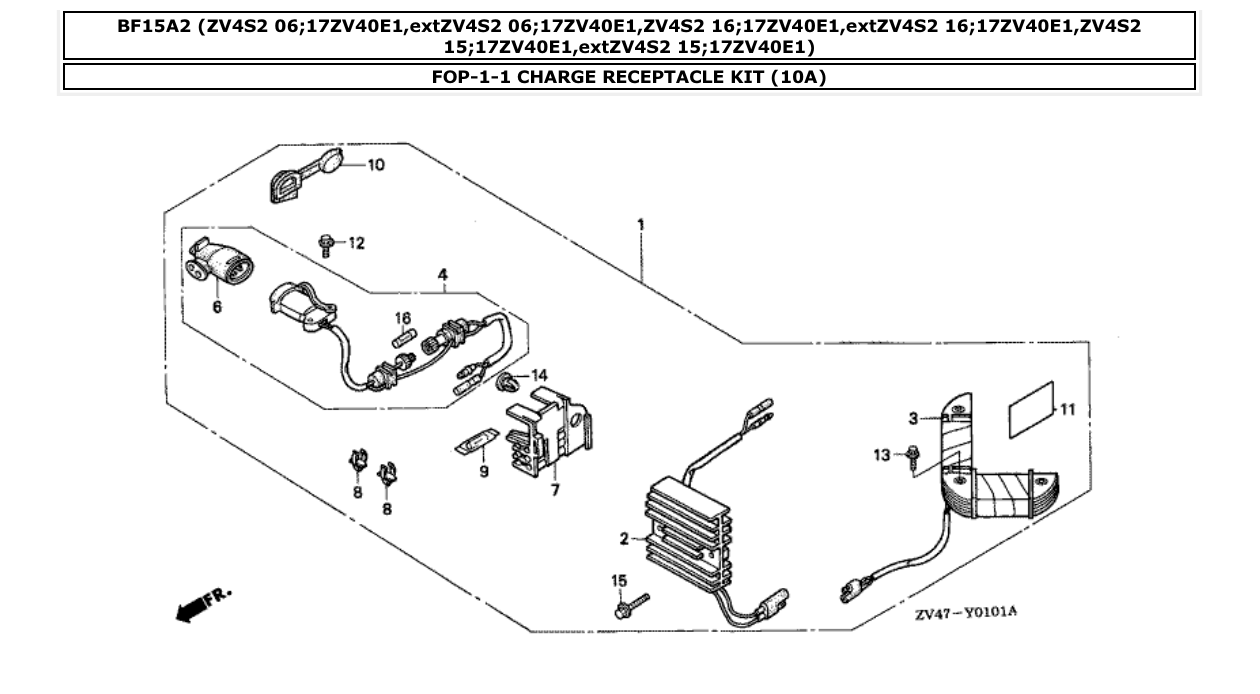 Fig. FOP-1-1 – CHARGE RECEPTACLE KIT (10A) diagram