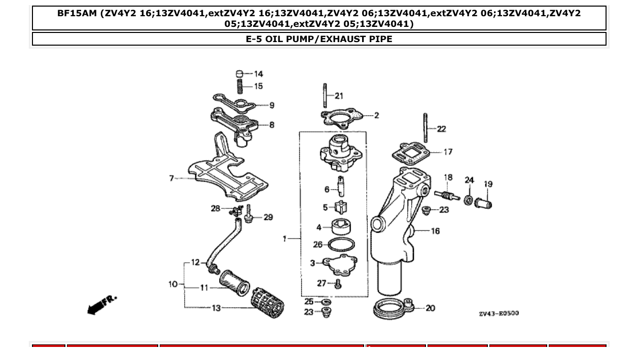 Fig. E-5 – OIL PUMP/EXHAUST PIPE diagram