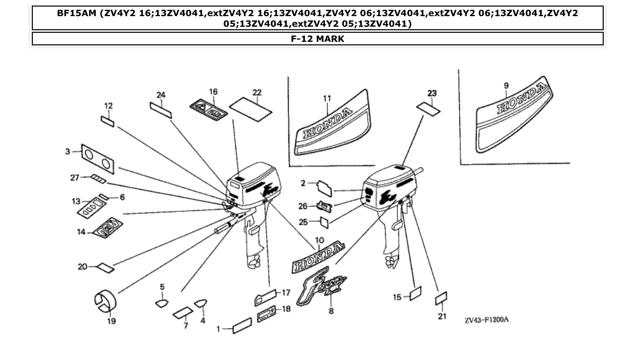 bf15am – section F-12 MARK parts diagram