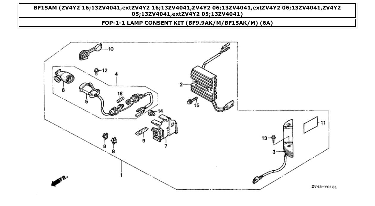Fig. FOP-1-1 – LAMP CONSENT KIT (BF9.9AK/M/BF15AK/M) (6A) diagram