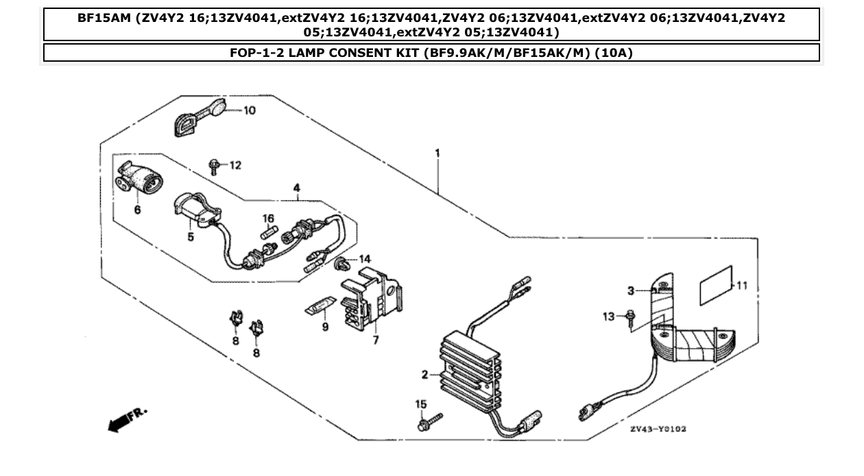 Fig. FOP-1-2 – LAMP CONSENT KIT (BF9.9AK/M/BF15AK/M) (10A) diagram