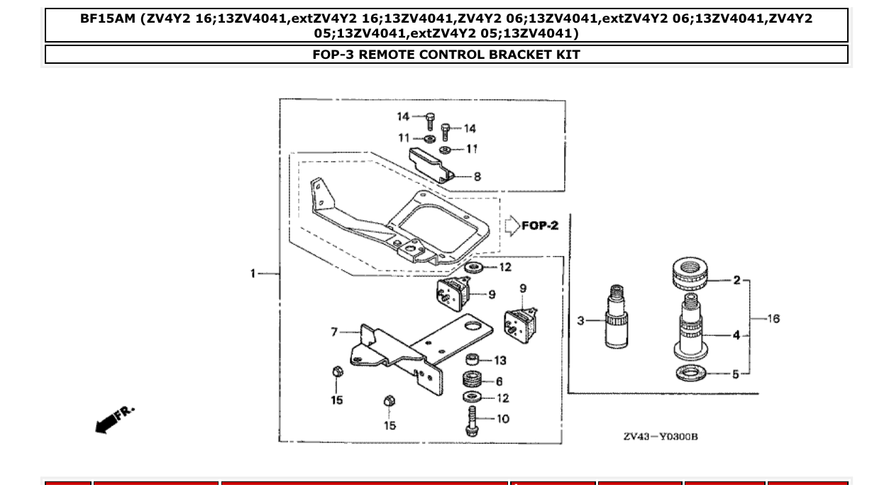 bf15am – section FOP-3 REMOTE CONTROL BRACKET KIT parts diagram