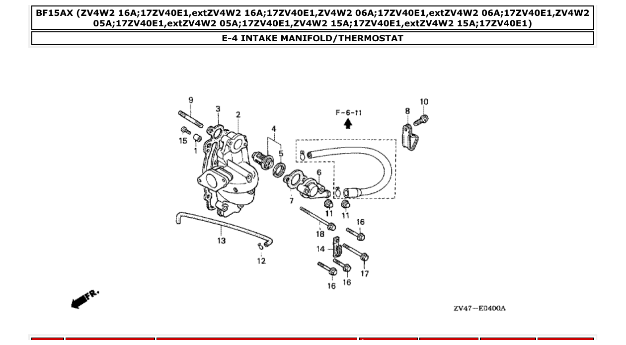 Fig. E-4 – INTAKE MANIFOLD/THERMOSTAT diagram