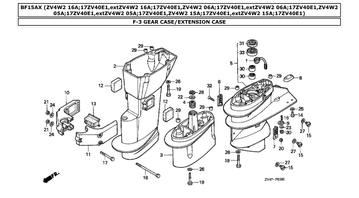 Fig. F-3 – GEAR CASE/EXTENSION CASE diagram