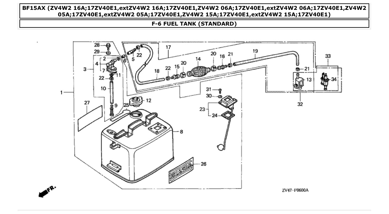 Fig. F-6 – FUEL TANK (STANDARD) diagram