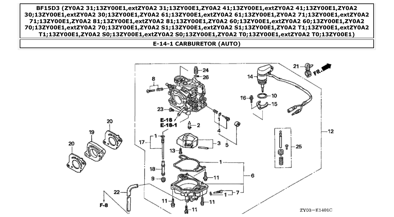 Fig. E-14-1 – CARBURETOR (AUTO) diagram