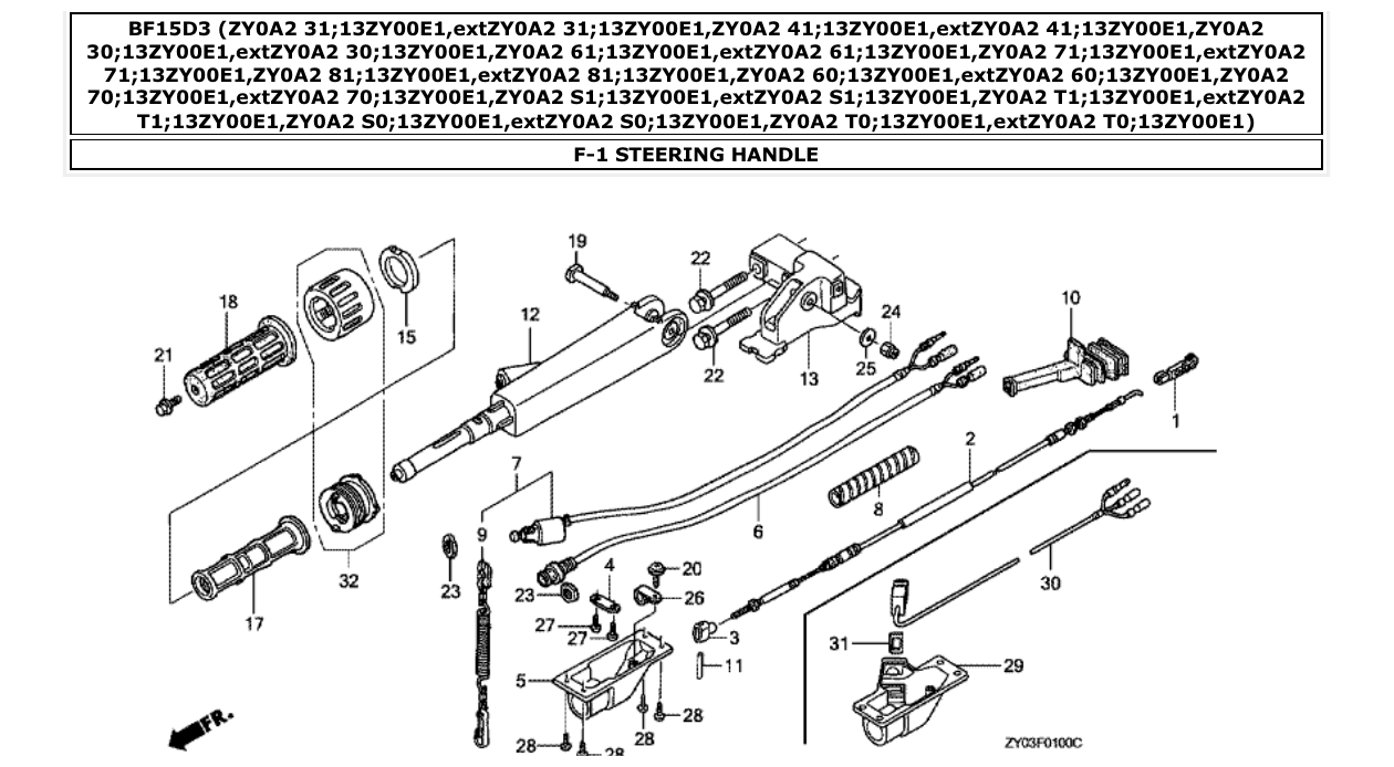 Fig. F-1 – STEERING HANDLE diagram