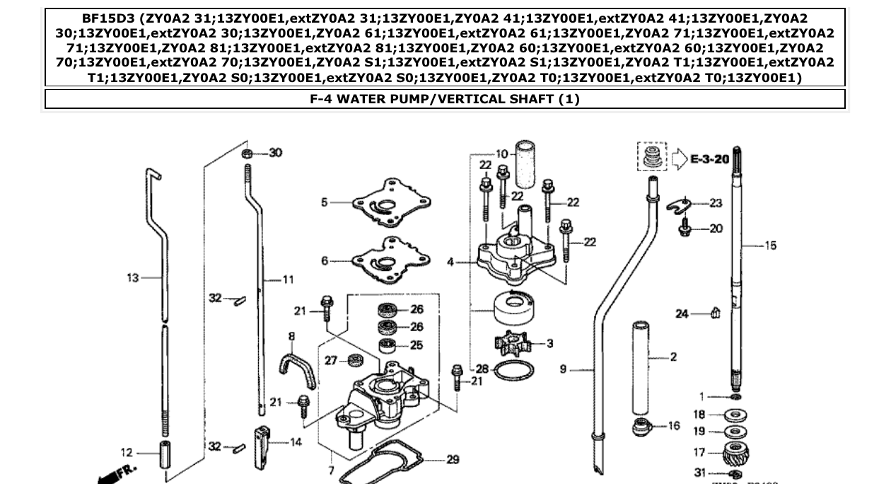 Fig. F-4 – WATER PUMP/VERTICAL SHAFT (1) diagram