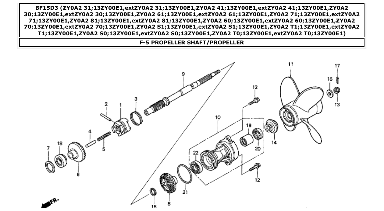 Fig. F-5 – PROPELLER SHAFT/PROPELLER diagram