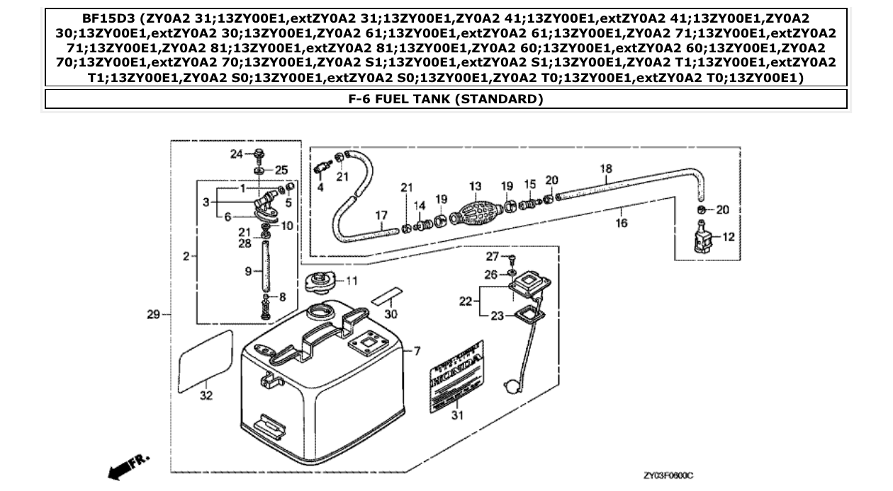 Fig. F-6 – FUEL TANK (STANDARD) diagram