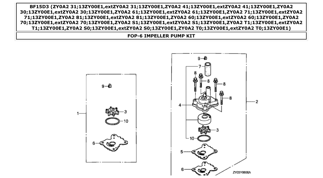 Fig. FOP-6 – IMPELLER PUMP KIT diagram