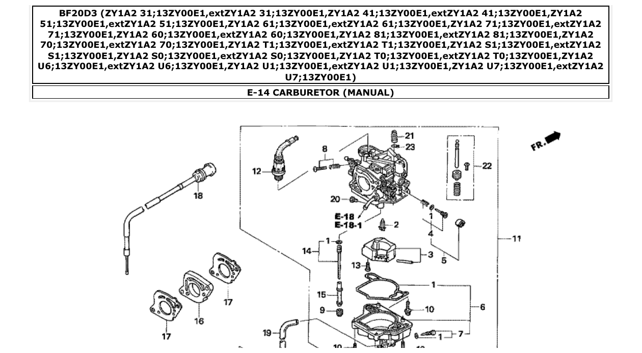 Fig. E-14 – CARBURETOR (MANUAL) diagram