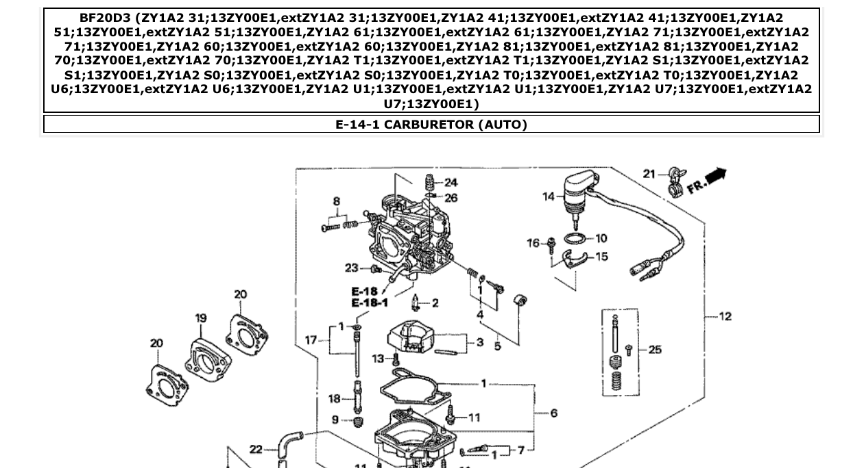 Fig. E-14-1 – CARBURETOR (AUTO) diagram