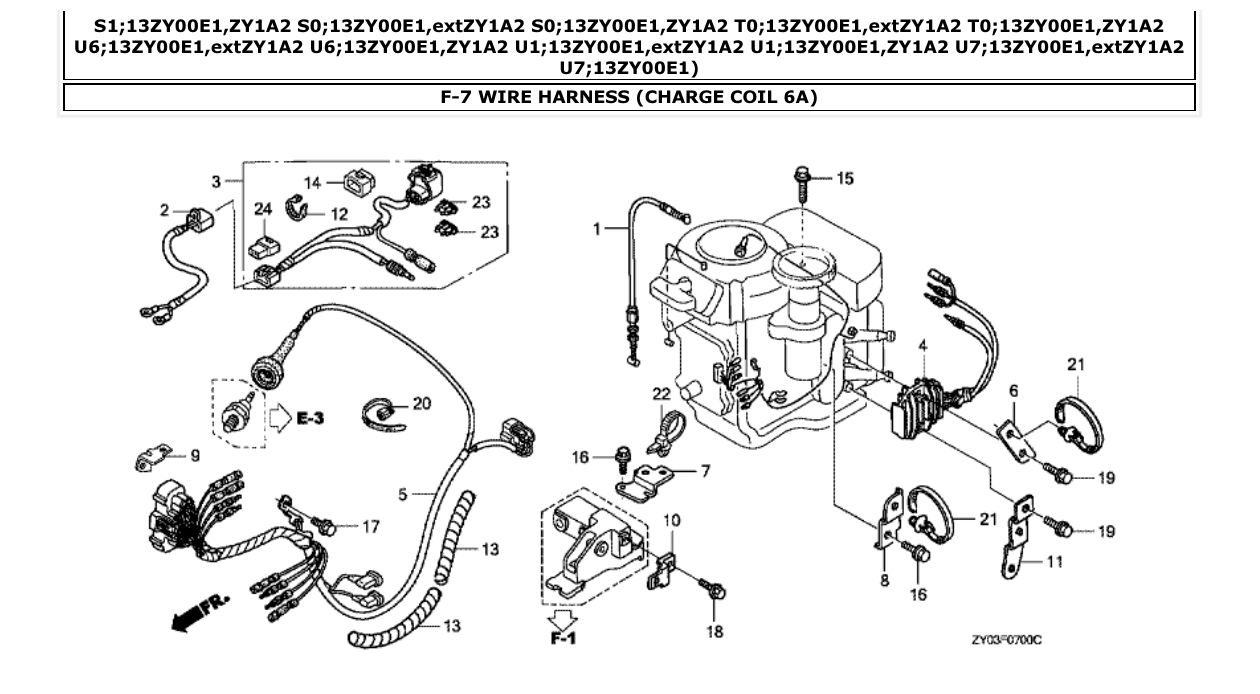 Fig. F-7 – WIRE HARNESS (CHARGE COIL 6A) diagram