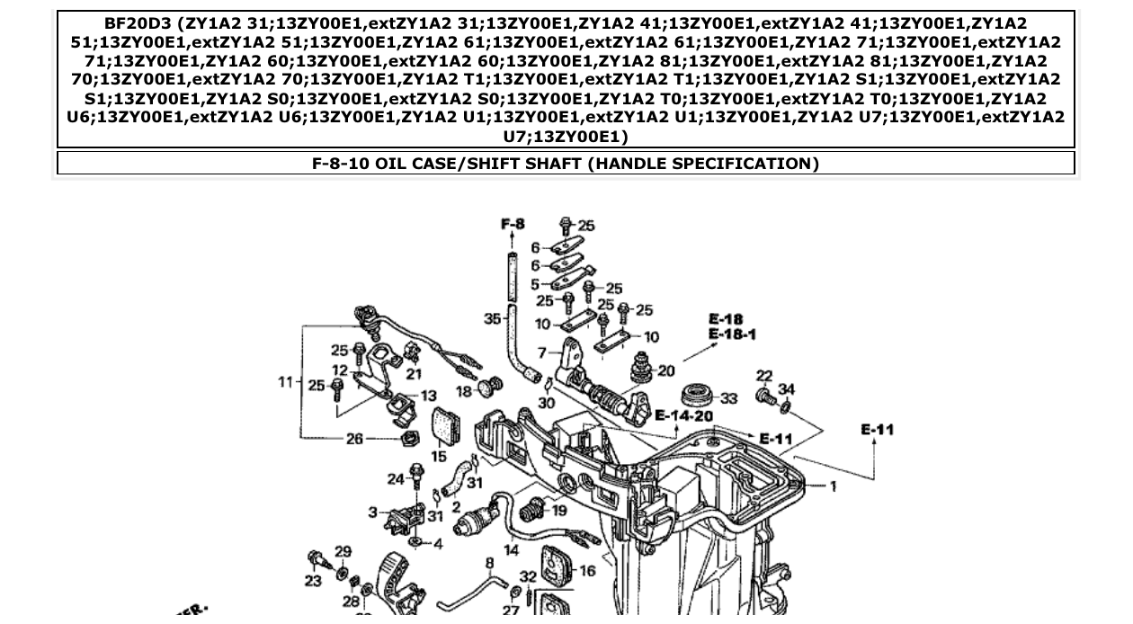 Fig. F-8-10 – OIL CASE/SHIFT SHAFT (HANDLE SPECIFICATION) diagram