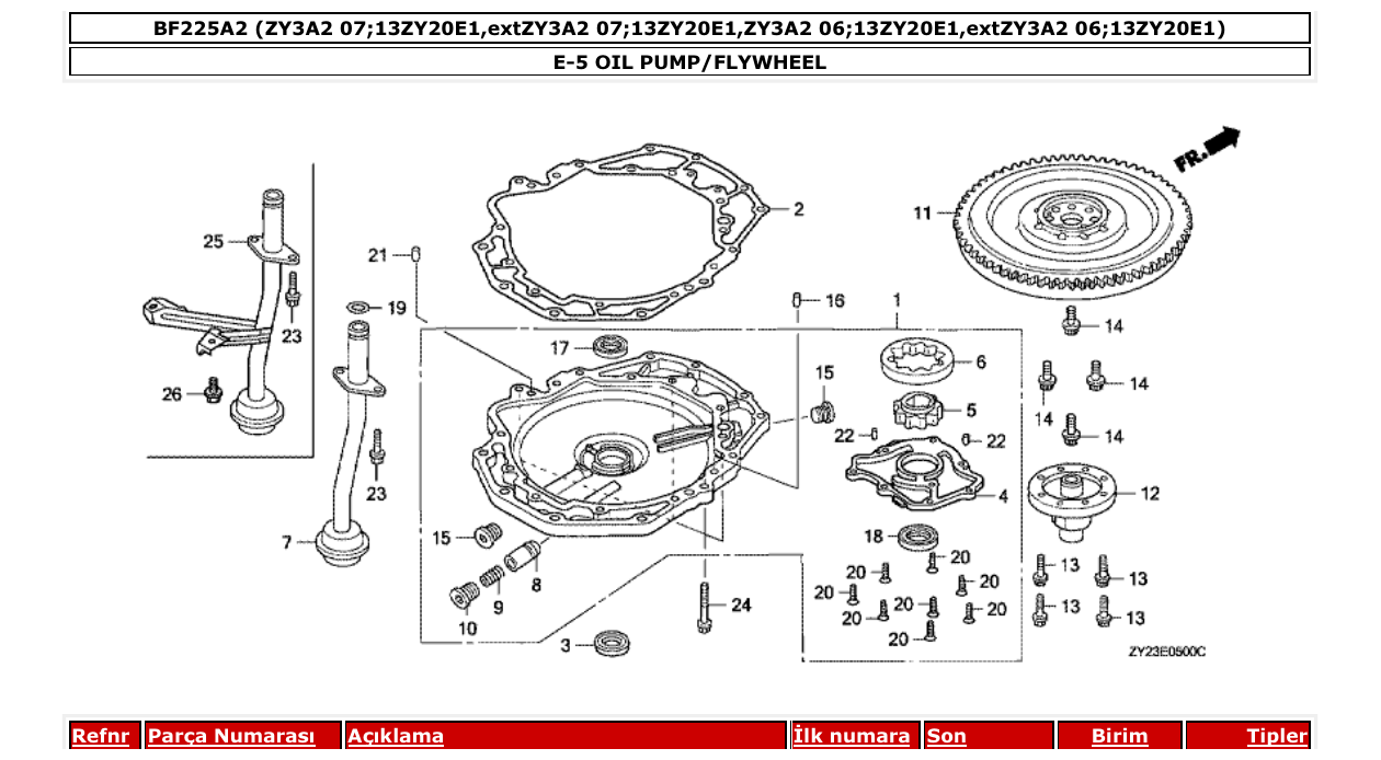 Fig. E-5 – OIL PUMP/FLYWHEEL diagram