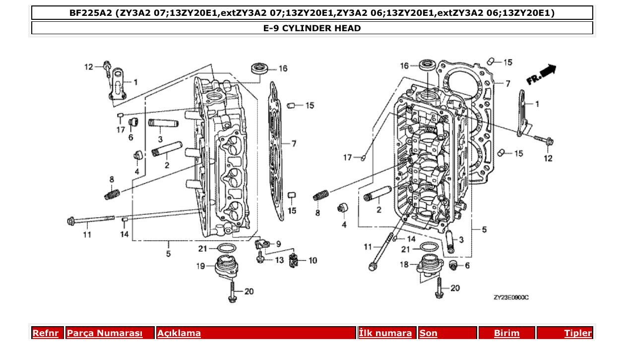 Fig. E-9 – CYLINDER HEAD diagram