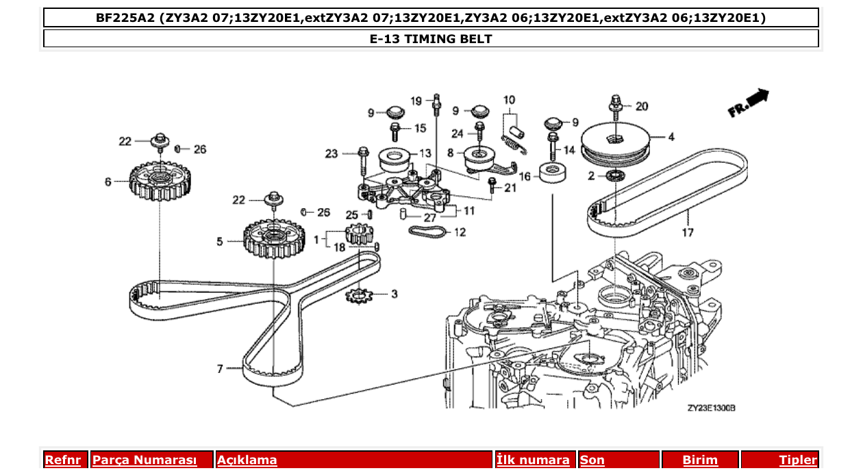 Fig. E-13 – TIMING BELT diagram