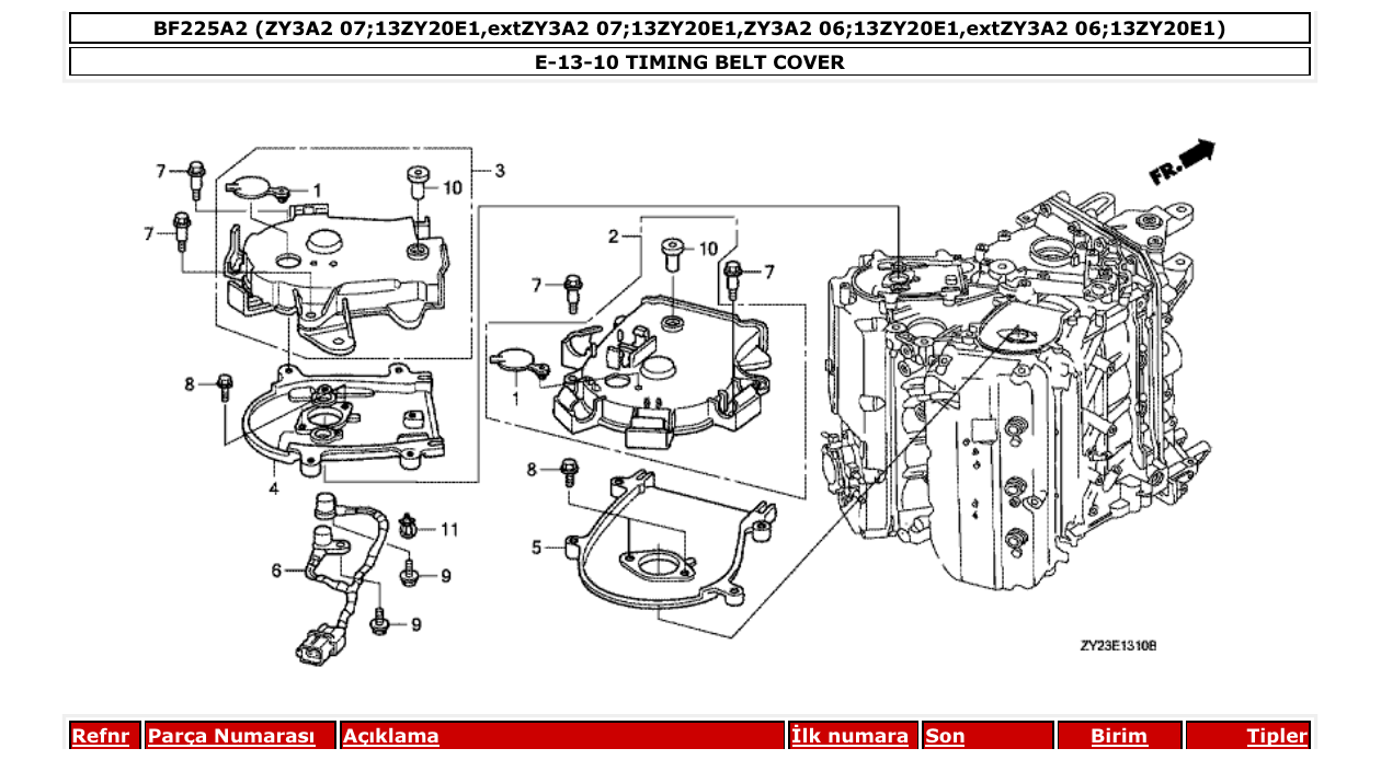 Fig. E-13-10 – TIMING BELT COVER diagram